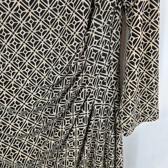 Lauren Ralph Lauren Ruched Sheath Dress Women's Size 16 Black & Tan Geo Print - Picture 6 of 15